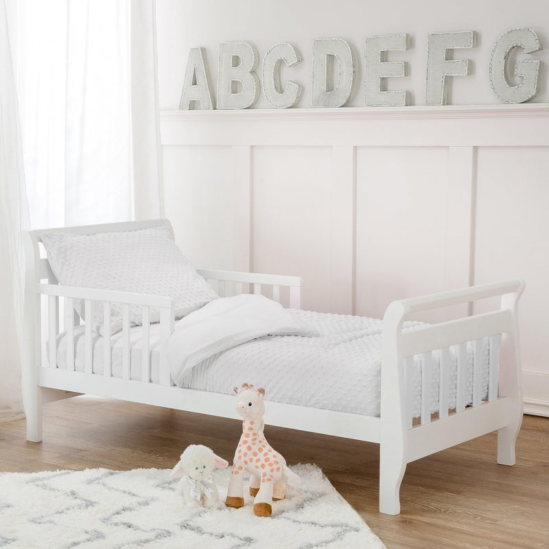 American Baby Company شركة أمريكية للأطفال مجموعة فراش أطفال مينيكي دوت شينيل الناعم كالجنة، أبيض، 4 قطع، للأولاد والبنات - Image 1